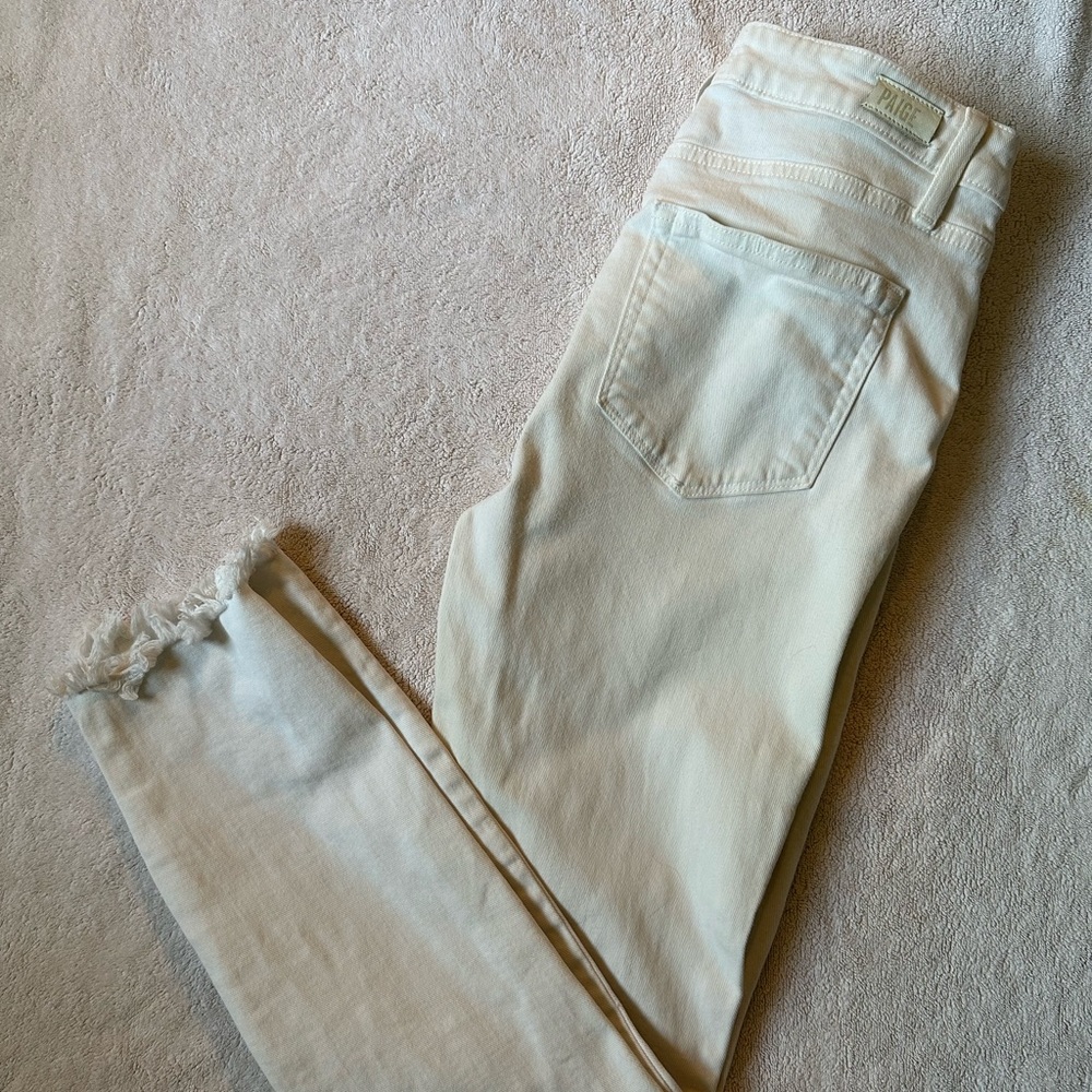 Paige White Hoxton Ankle with Fray